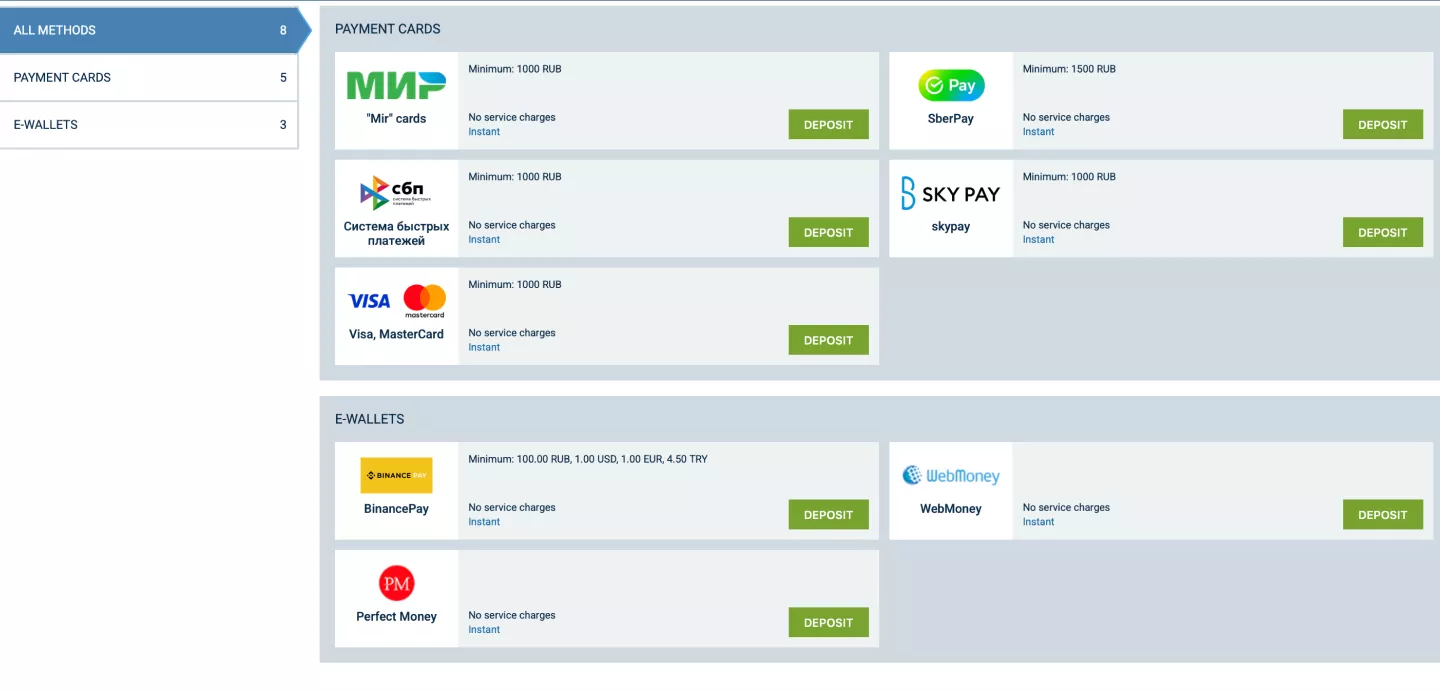 Full review of deposit and withdrawal options at 1xbet